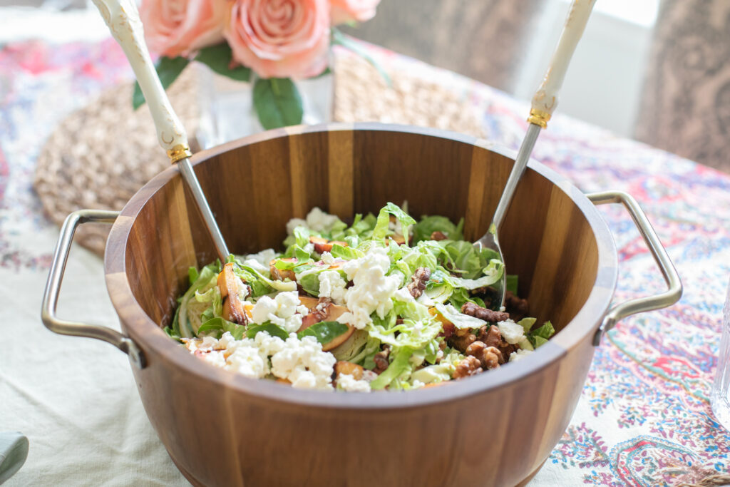 This simple, healthy & refreshingly unique summer shaved brussels sprouts & nectarine salad recipe is sure to wow at your next get together. Garlic marinated shaved brussels sprouts, grilled nectarines, crumbled goat cheese and toasted walnuts with a simple balsamic vinaigrette dressing.