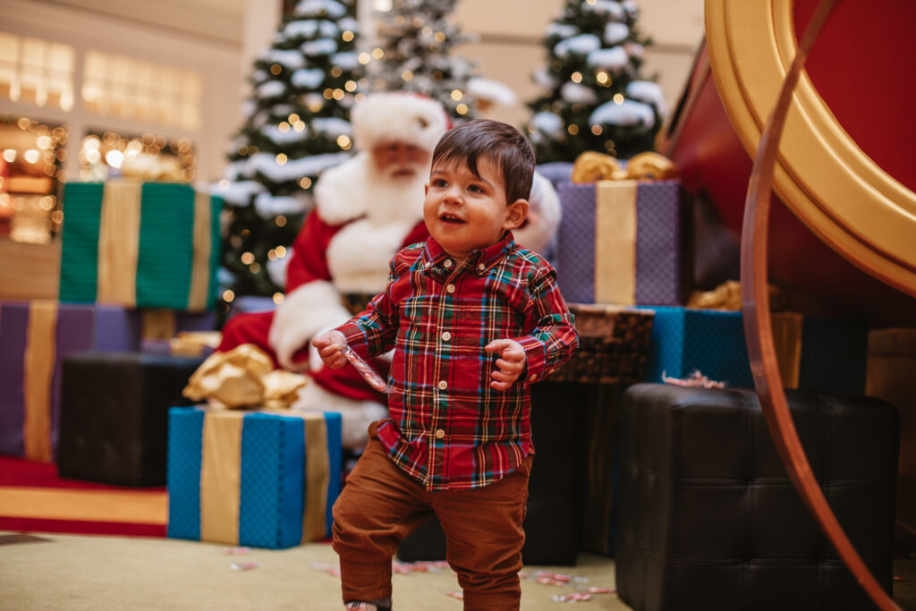 Visit Santa at The Mall at Short Hills. The best place to visit Santa in New Jersey. Santa's Flight Academy. Santa photos in NJ. Toddler boy Christmas outfit for Santa photos.