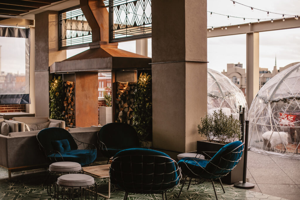 Full, honest review of The Alida Hotel Savannah. Top reasons to stay at The Alida Hotel for couples, families, business & girls/guys trips. The Lost Square rooftop bar at The Alida Hotel. Igloos at The Lost Square Savannah.